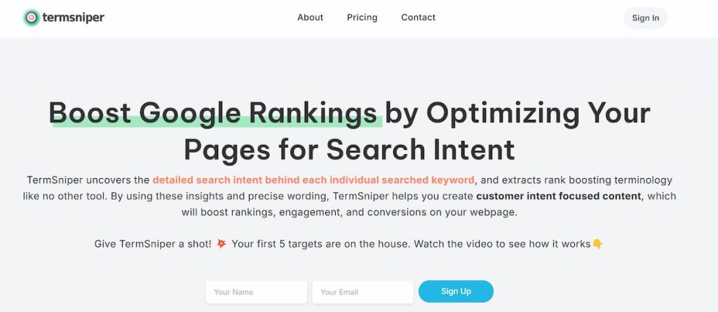 termsniper-homepage-screenshot-best ai seo tools