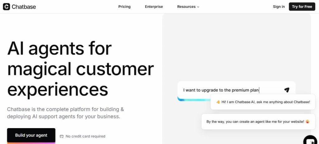 Chatbase homepage screenshot