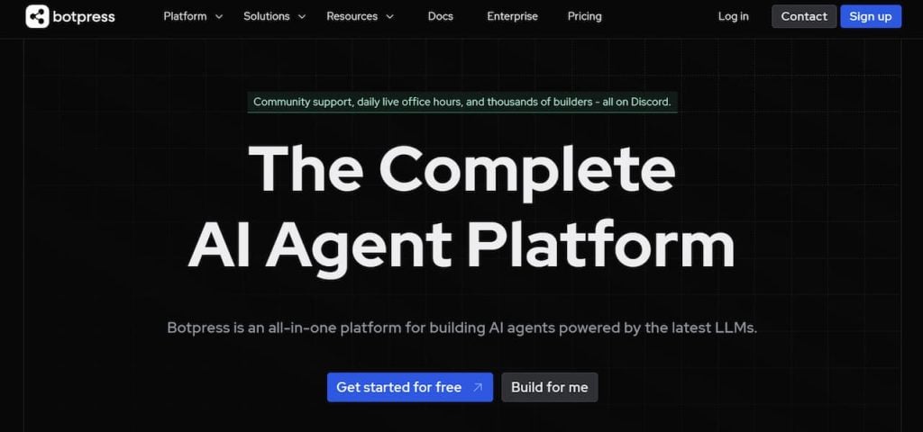BotPress homepage screenshot